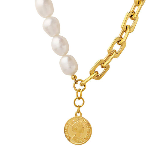 18K GOLD PLATED STAINLESS STEEL "COIN" NECKLACE