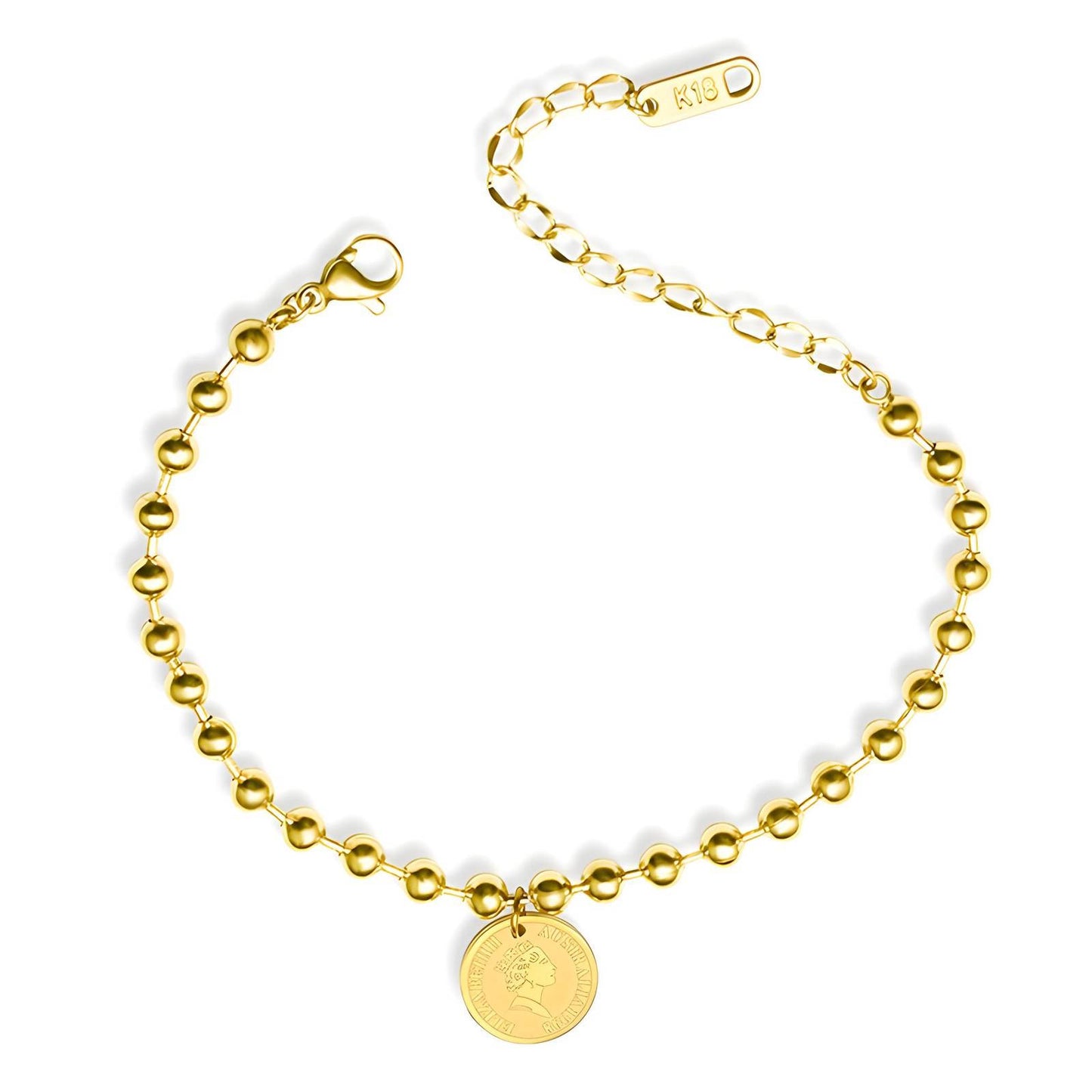 18K GOLD PLATED STAINLESS STEEL "COIN" BRACELET
