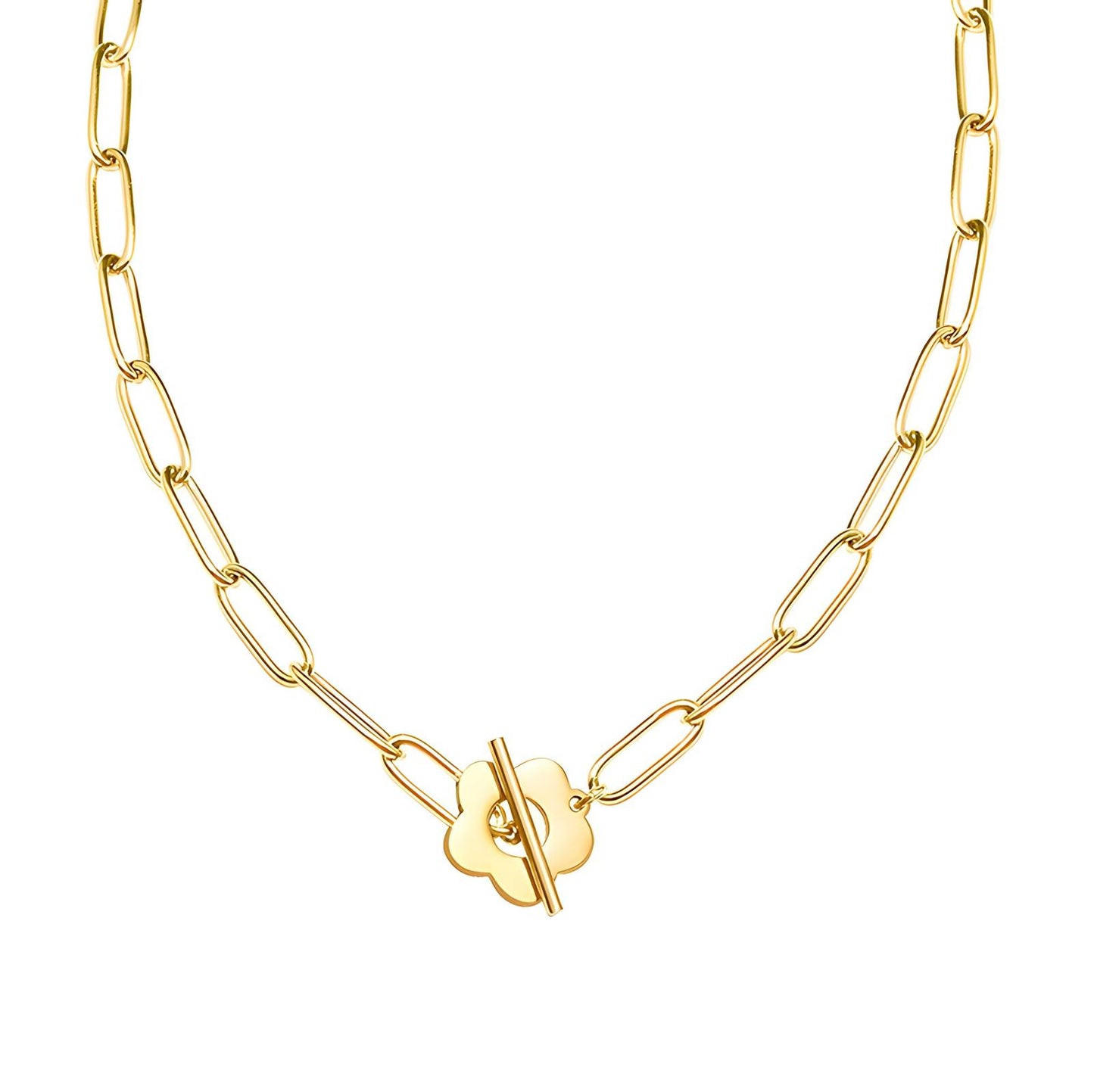 18K GOLD PLATED STAINLESS STEEL "FLOWER" NECKLAC
